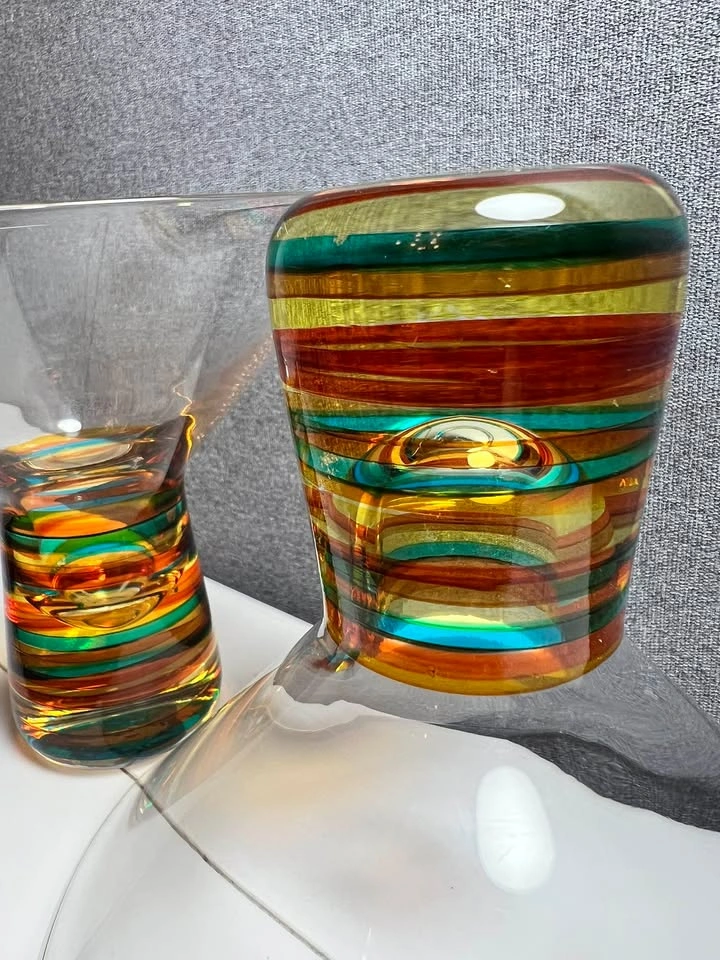 Set of 2 Vintage Bubble Base Stemless Martini Glasses - photo 4