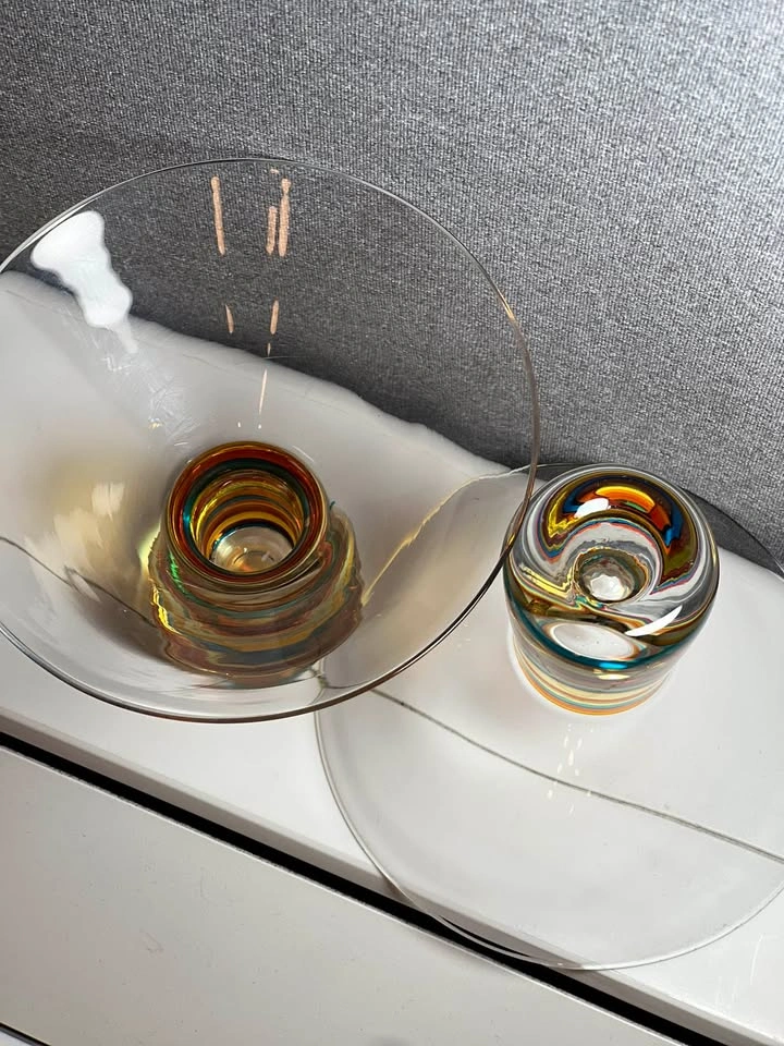 Set of 2 Vintage Bubble Base Stemless Martini Glasses - photo 5