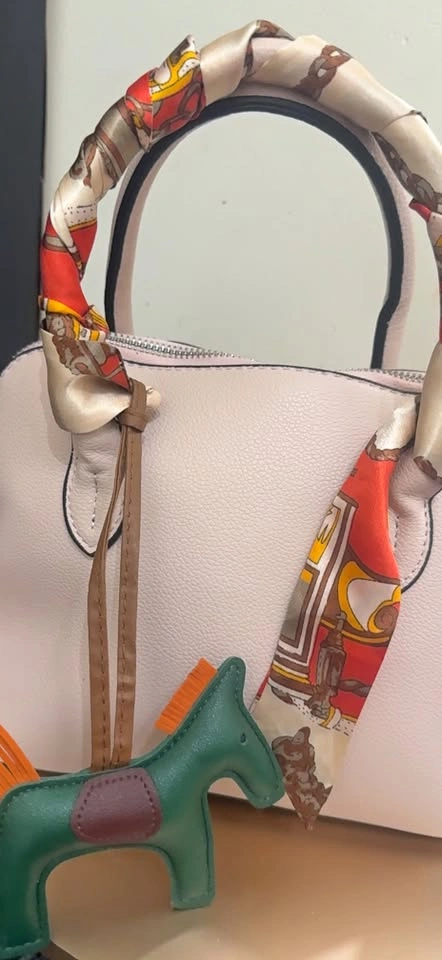 Handbag with Silk Scarf and Horse Keychain