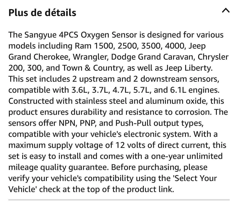 Oxygen sensor for 2012 Jeep Grand Cherokee - Brand New - photo 5