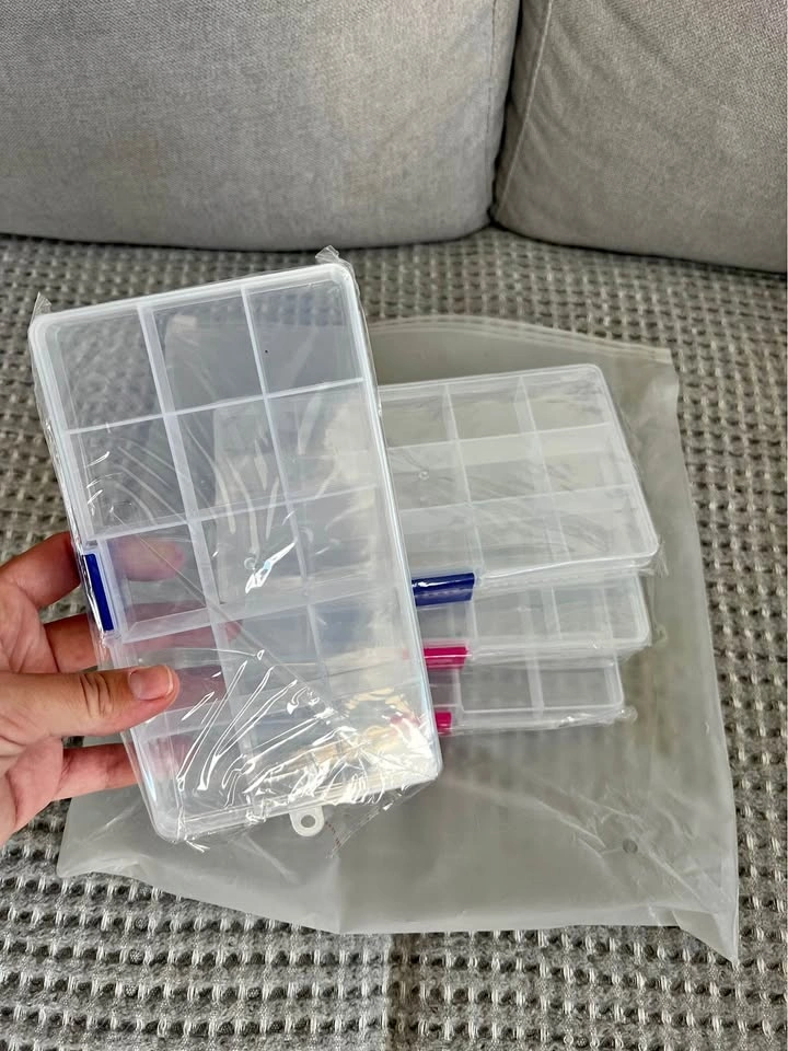 4-Pack Clear Plastic 15-Compartment Organizer Boxes