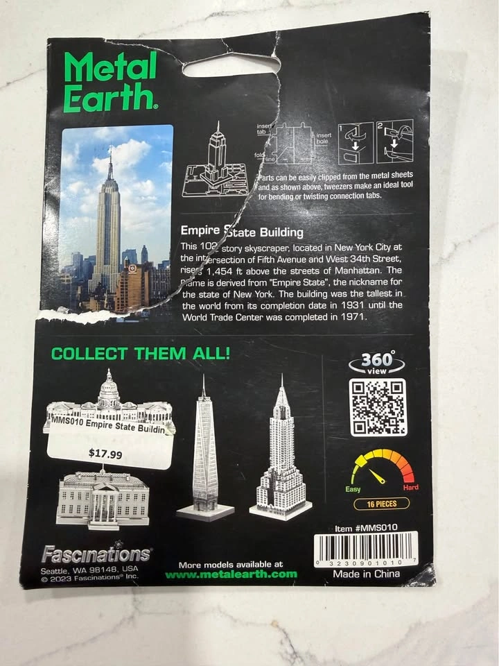Metal Earth Empire State Building Steel Model Kit – Brand New - photo 2