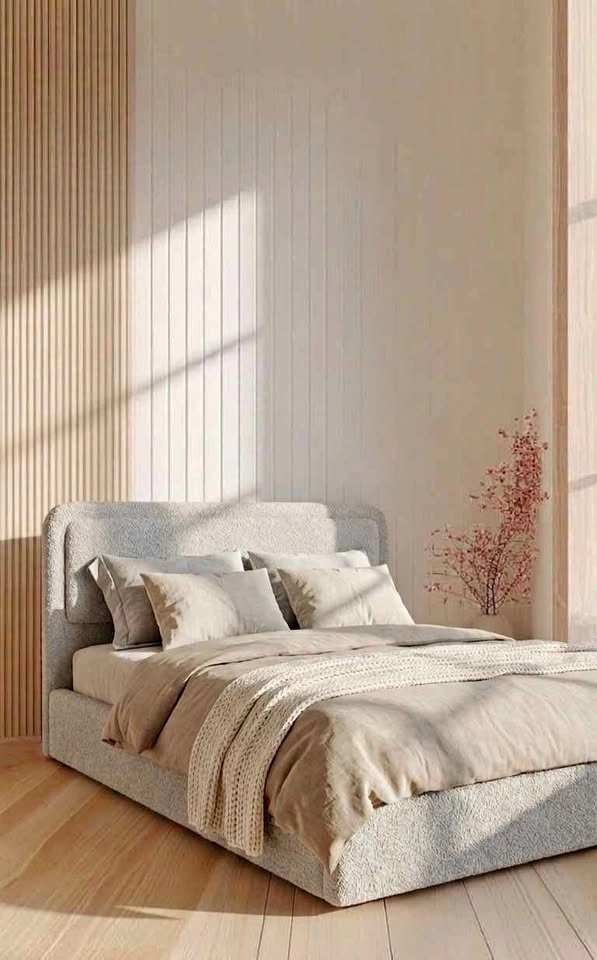 Bouclé Upholstered Hydraulic Lift Storage Bed Frame