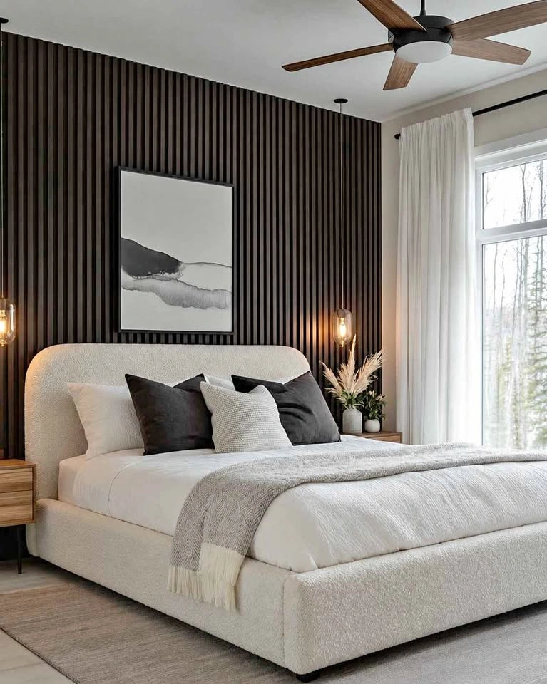 Modern White Bouclé Upholstered Storage Bed Frame