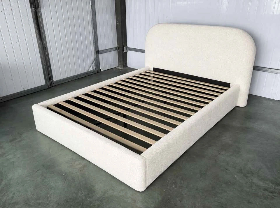Modern White Bouclé Upholstered Storage Bed Frame - photo 2