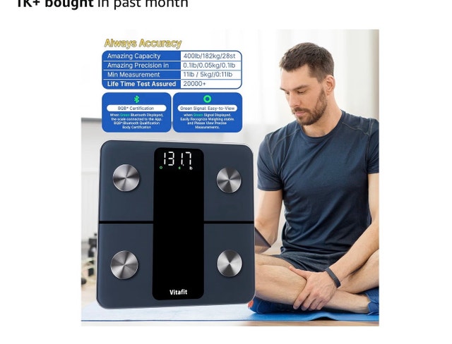 Vitafit Smart Digital Body Weight Scale – Black, Bluetooth - photo 5
