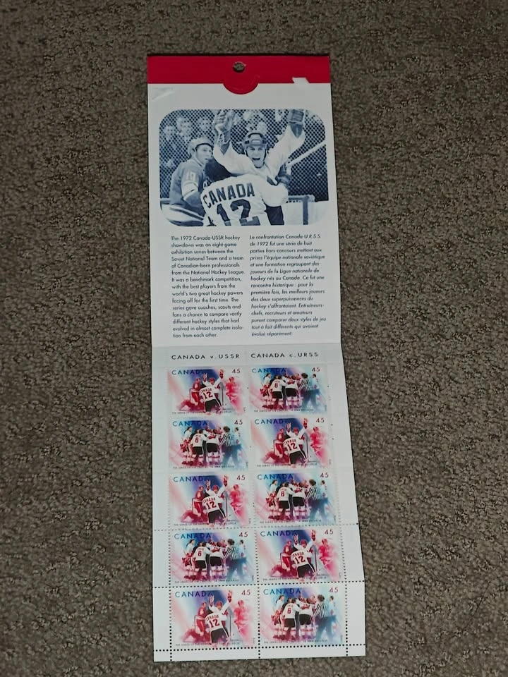 Stamp Booklet - Canada USSR Hockey Series of the Century 1997 - photo 2