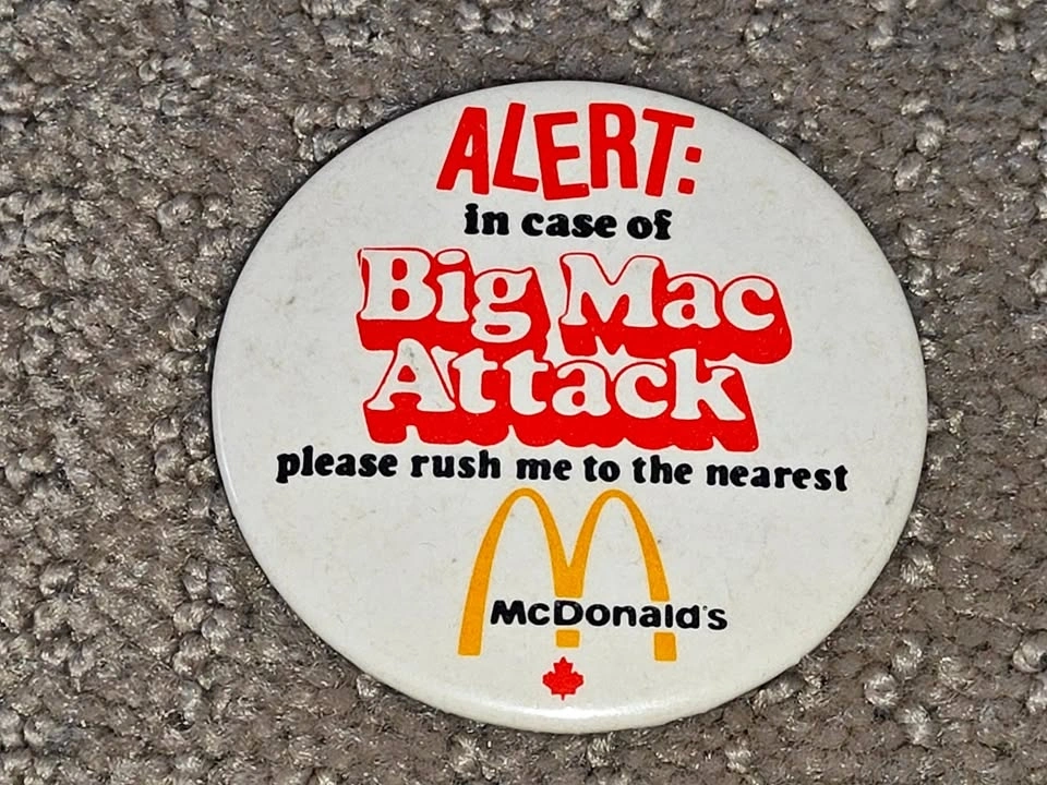 Vintage McDonald's Big Mac Attack Pinback Button Pin Badge