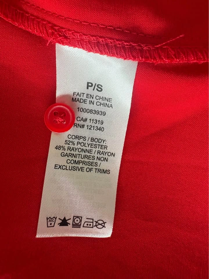 Dynamite Matisse Slim Satin Shirt - Size Small - Red - photo 4