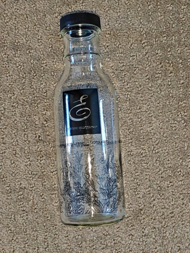 Glass Bottle with Lid - Flower Design for Sauces