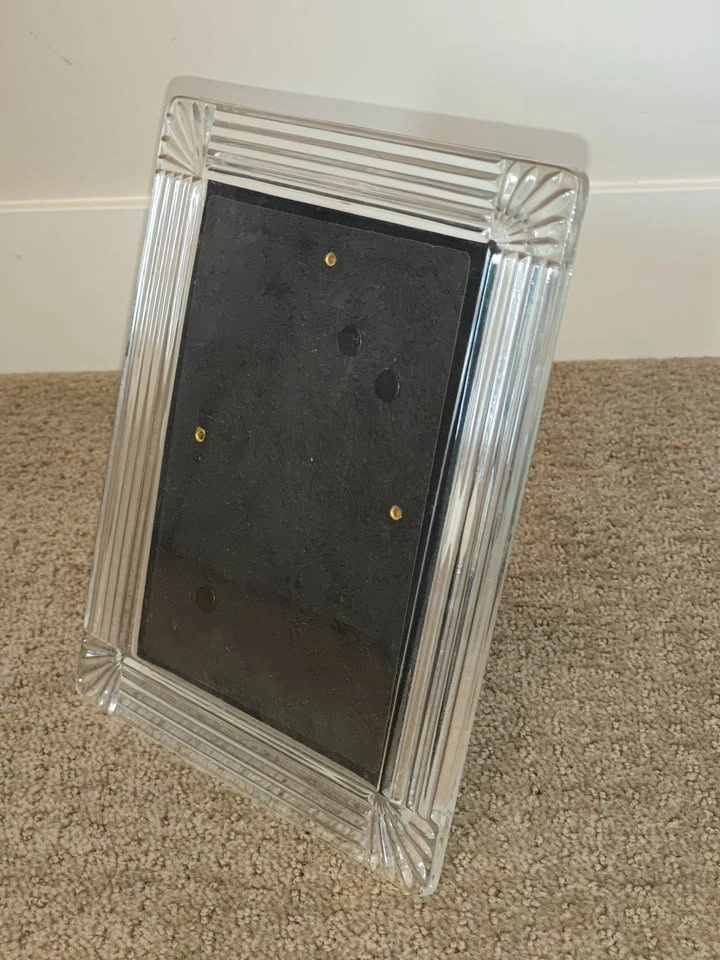 Heavy Glass Picture Photo Frame (5" x 7") Art Deco Ribbed Style - photo 2