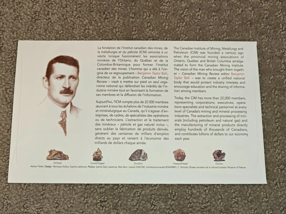 First Day Covers FDC - Canadian Mining Institute Stamp - photo 2