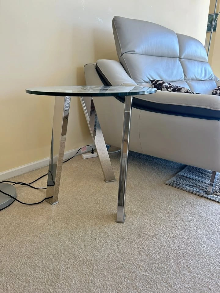 Chrome + Glass Round Side Table