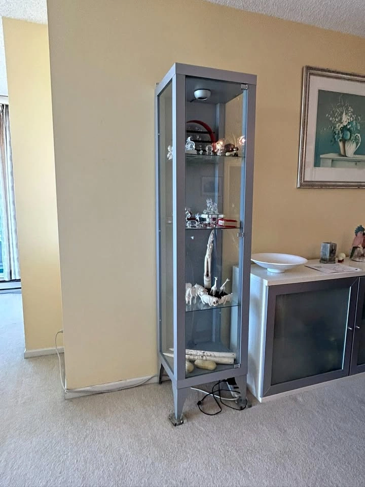 Tall Lighted Glass Display Cabinet (Grey)