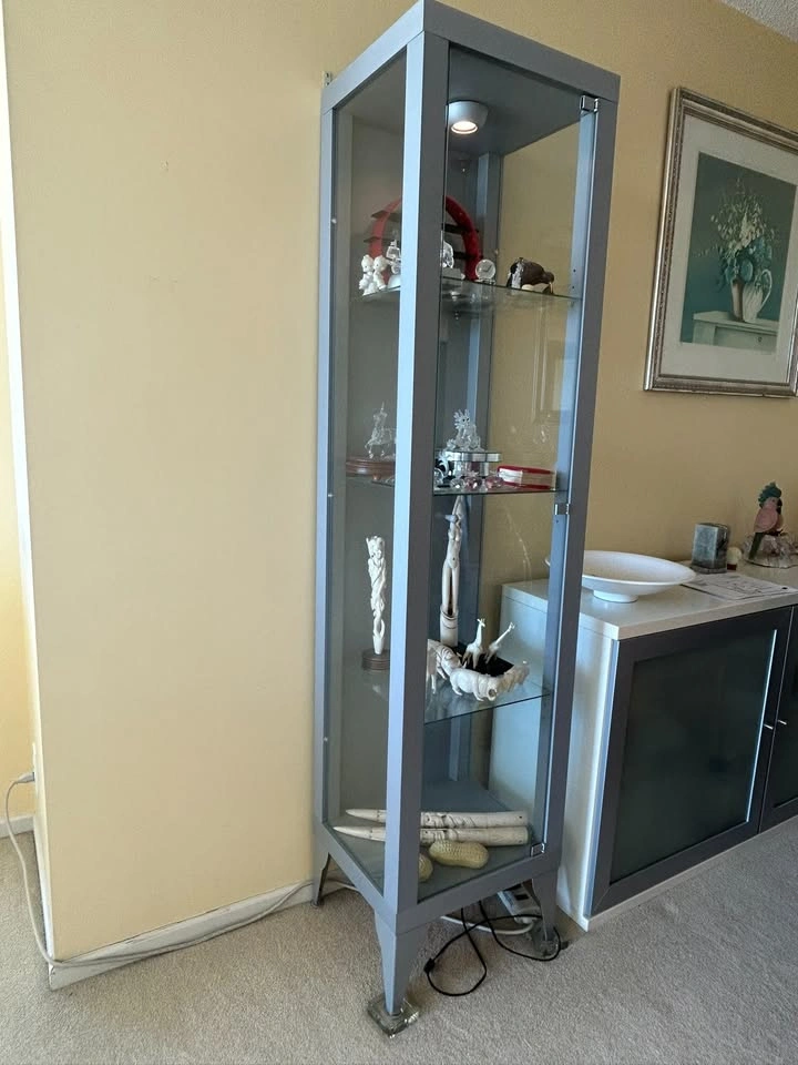 Tall Lighted Glass Display Cabinet (Grey) - photo 3