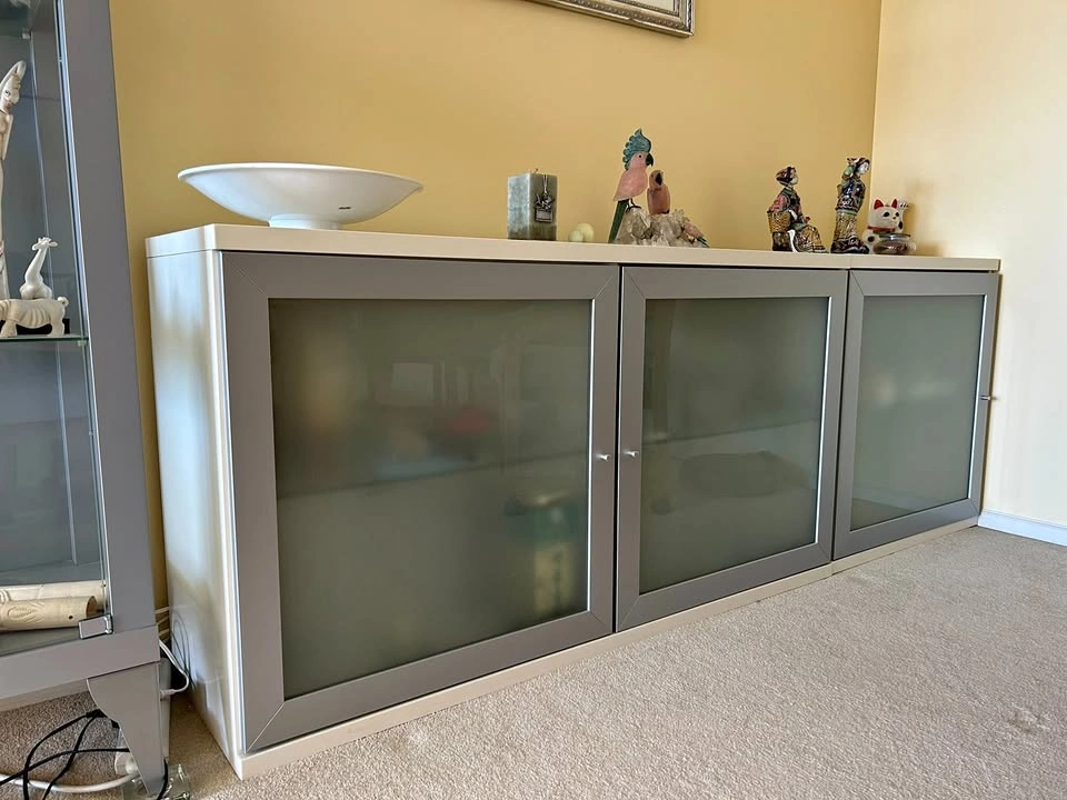 Frosted-Glass Modular Sideboard / Credenza
