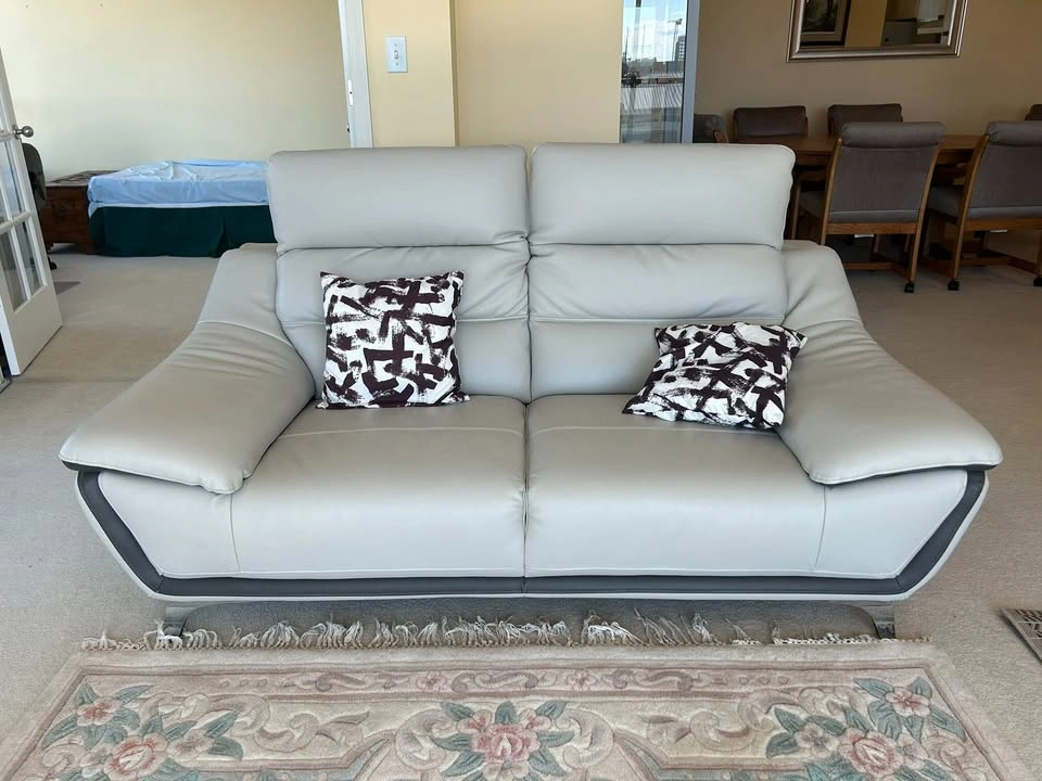 Modern Grey Leather Sofa + Loveseat Set - photo 2