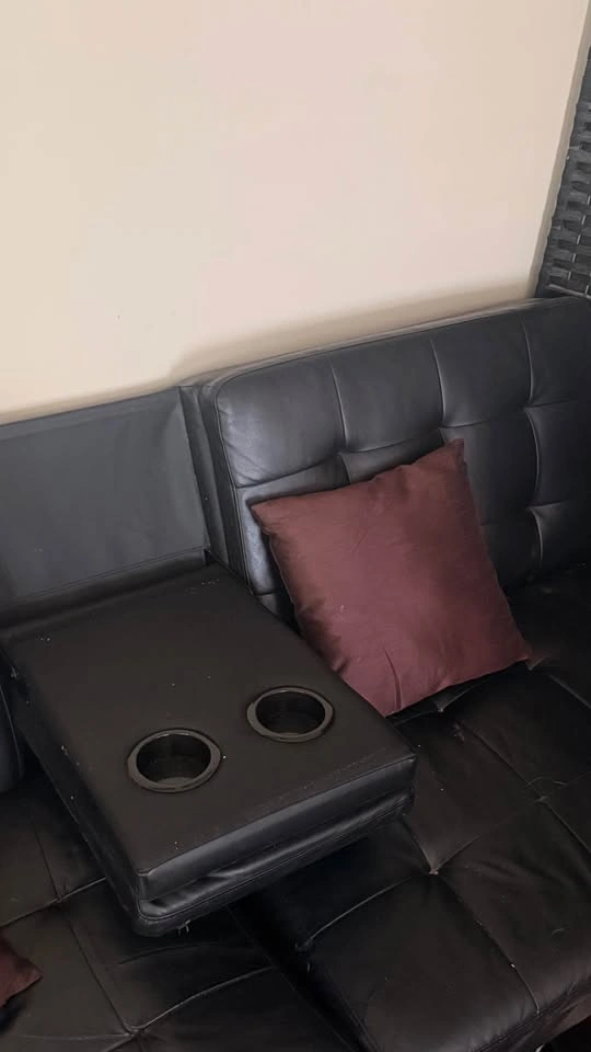 Black Leather Couch - photo 2