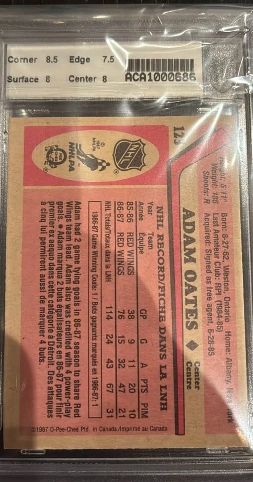 Adam Oates Rookie Card Graded 8 - photo 2