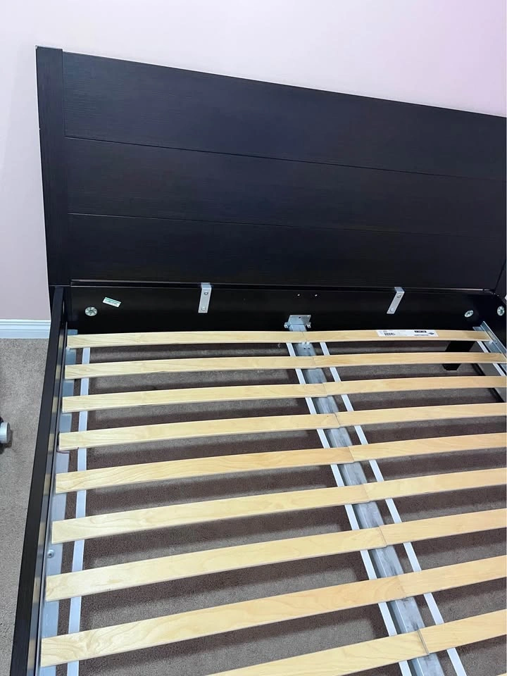 Solid Queen Bed Frame with Slats and Headboard - photo 2