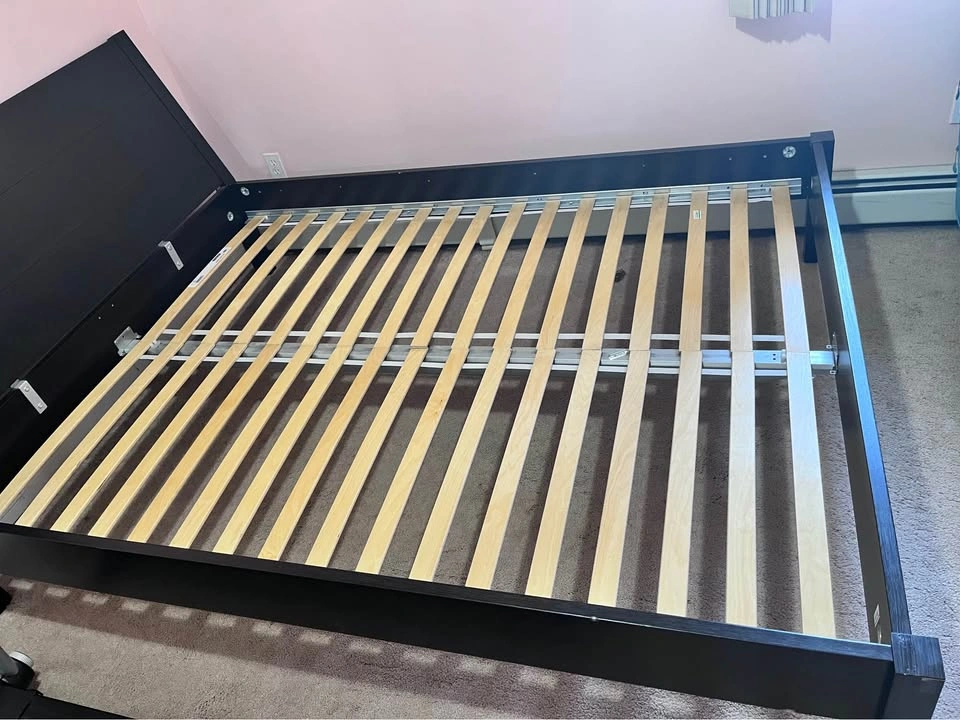 Solid Queen Bed Frame with Slats and Headboard - photo 4