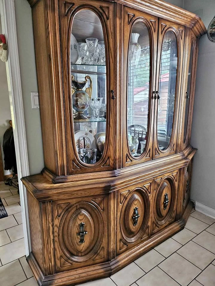 Vintage Wooden China Cabinet Hutch