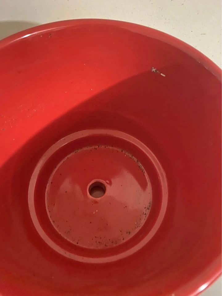 Red planter, 7.5” tall, 8.5” inner round - photo 2