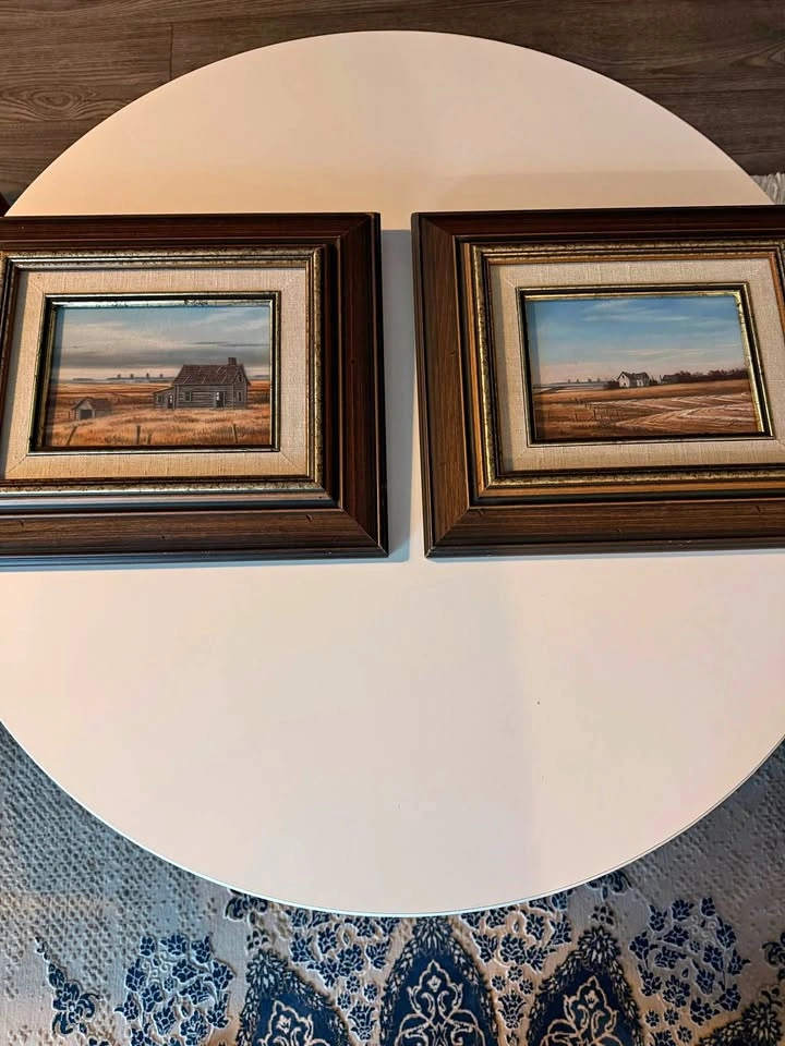 Vintage Pair of Len Gibbs Hand-Signed Prairie Prints