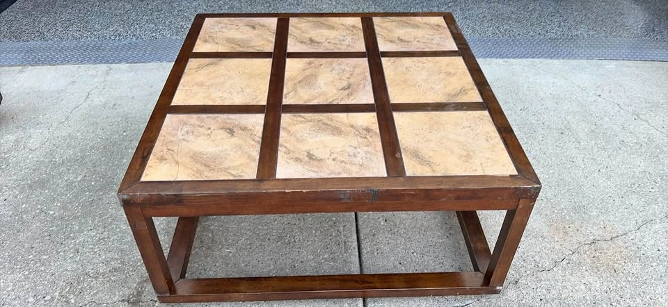 Wood and Tile Coffee Table