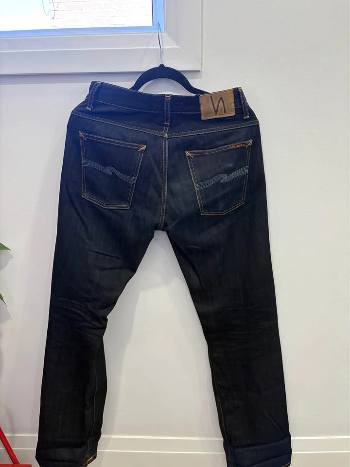 NUDIE AVERAGE JOE DRY BROWN SELVAGE JEANS - photo 2
