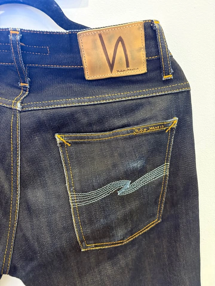 NUDIE AVERAGE JOE DRY BROWN SELVAGE JEANS - photo 3