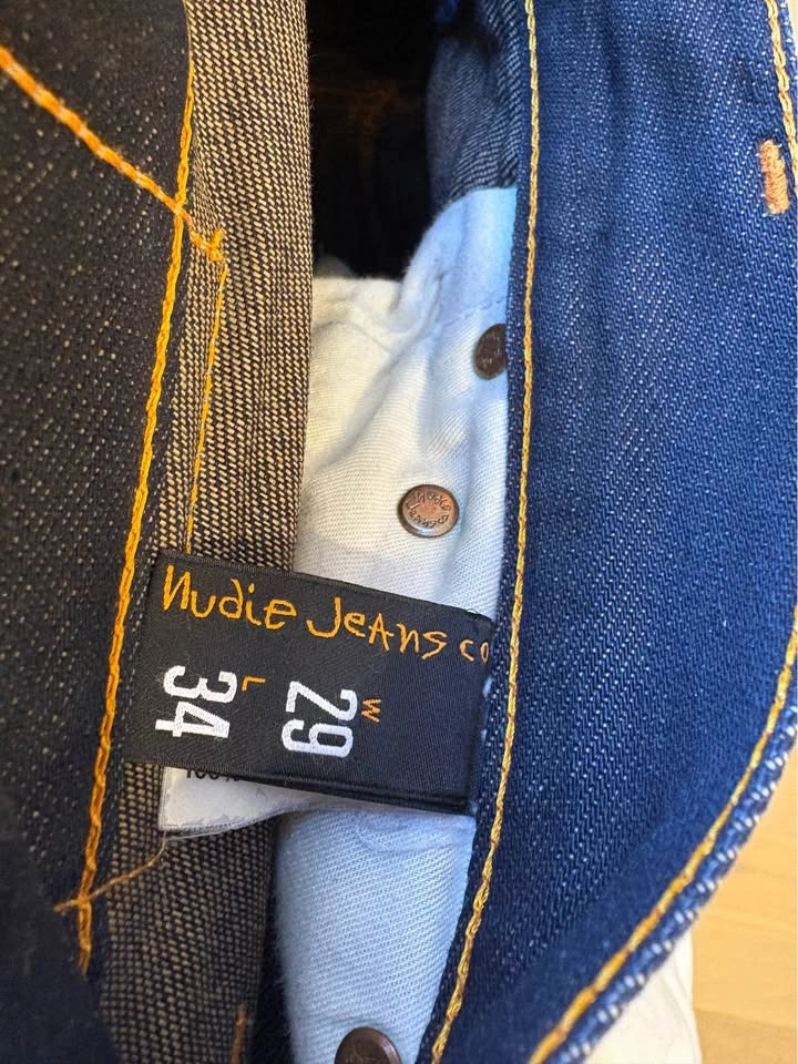 NUDIE AVERAGE JOE DRY BROWN SELVAGE JEANS - photo 4