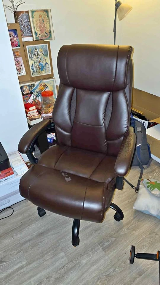 MUZII Reclining Executive Office Brown Leather Chair