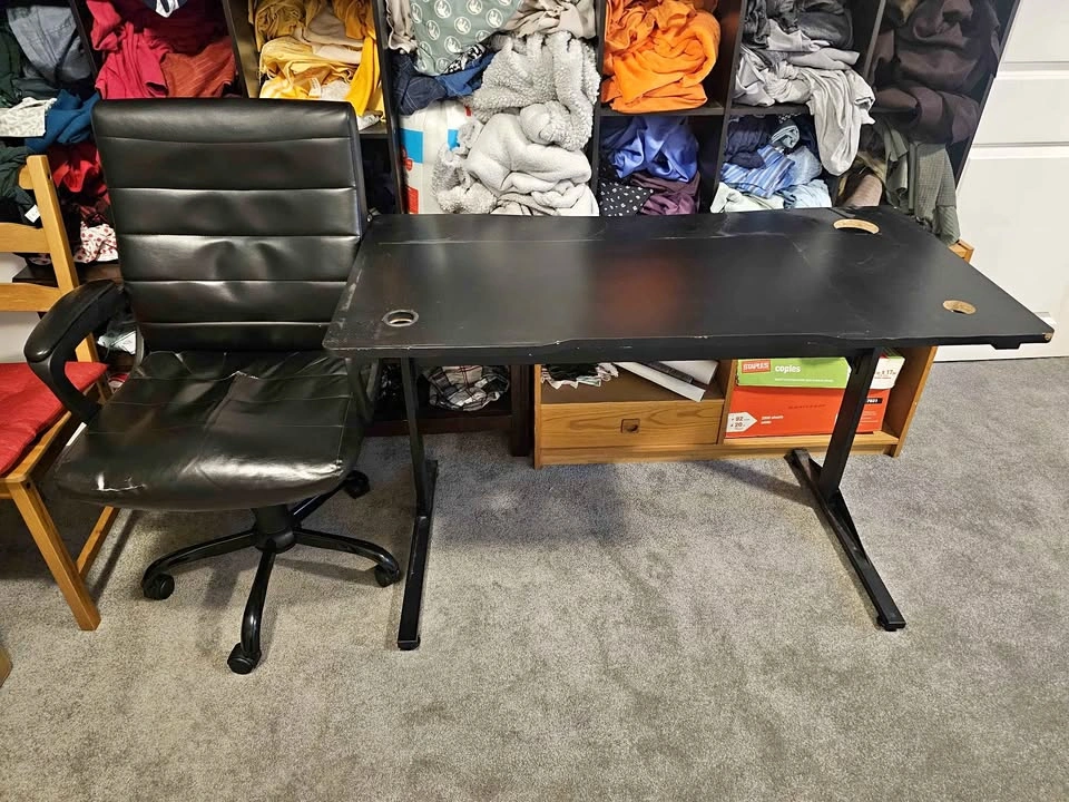 Office Desk and Leather Chair