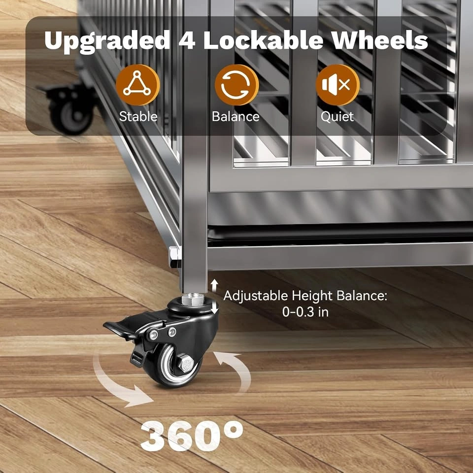 48" Heavy Duty Dog Crates for Large Dogs, Upgraded 4 Lockable Wh - photo 4