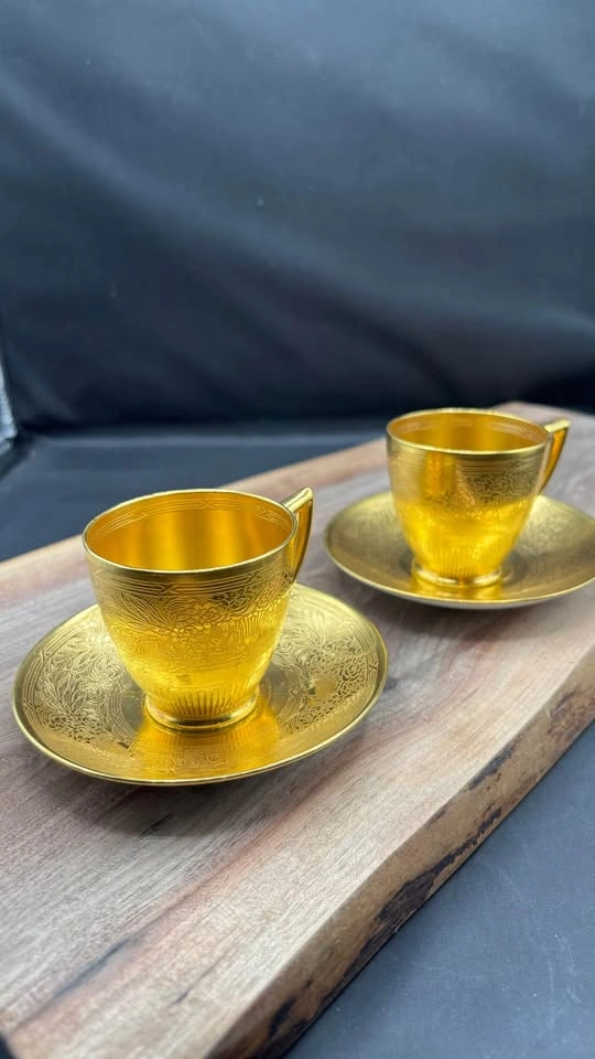 Antique Mintons Heavy Gold Encrusted Demitasse Cups & Saucers - photo 2