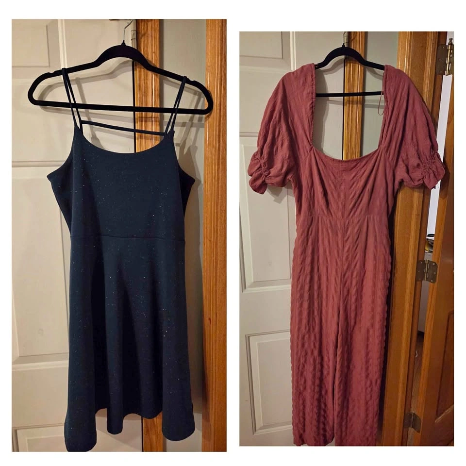 Blue Dress & Pink Jumpsuit