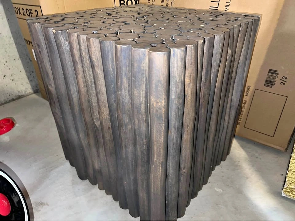 Dark Wood Log Side Table