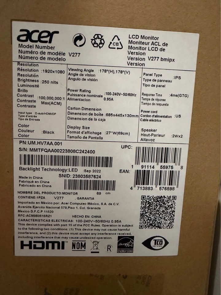 Acer 27" Full HD IPS Monitor (V277 bmipx) – HDMI / DP / Built-in - photo 3