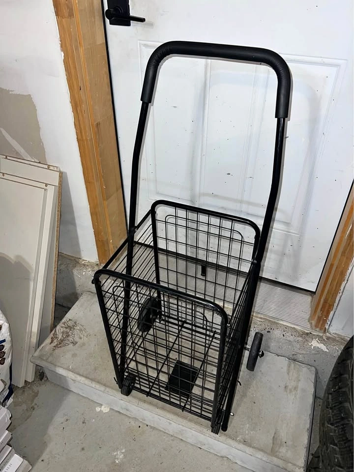 Black metal Folding Shopping Cart