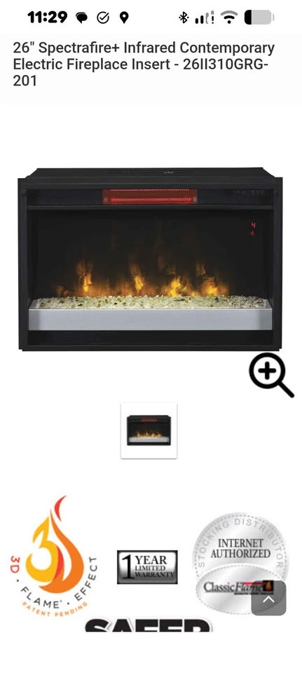 Luxury Crystal-Bed Electric Fireplace insert - photo 3