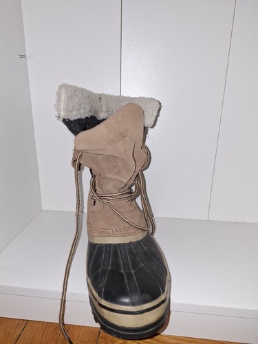 Men's Tan/Black Lace-Up Lined Leather Duck Snow Boots 9M - photo 2