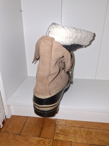 Men's Tan/Black Lace-Up Lined Leather Duck Snow Boots 9M - photo 3