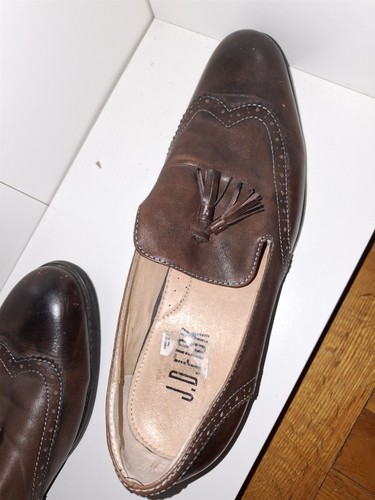 JD Fisk Men's Brown Leather Tassel Dress Loafers US 9 M - photo 3
