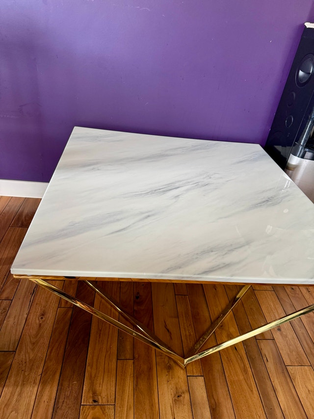Geometric Coffee Table with Marble Top - photo 2