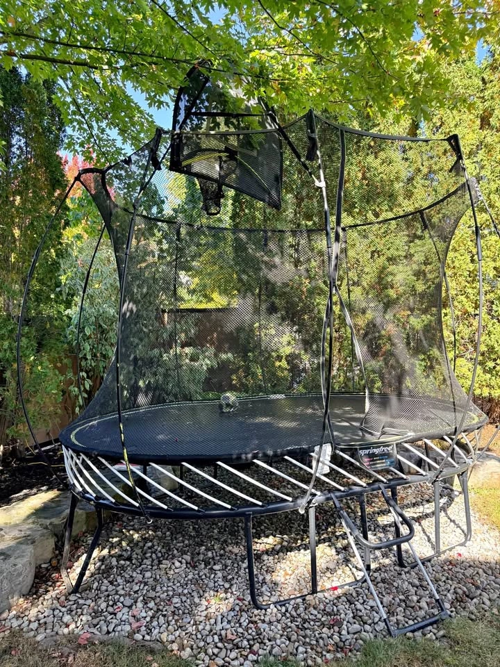 Springfree Trampoline with Basketball Hoop and Ladder (8ft x 13f