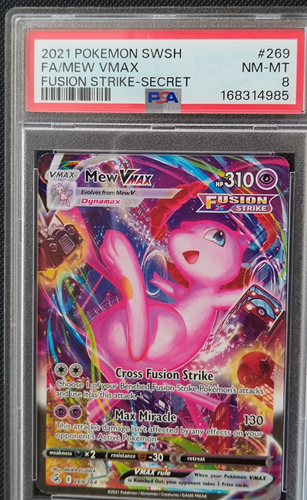 PSA 8 Mew VMAX Alt Art 269/264 Fusion Strike Secret Rare 2021