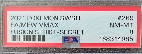 PSA 8 Mew VMAX Alt Art 269/264 Fusion Strike Secret Rare 2021 - photo 2