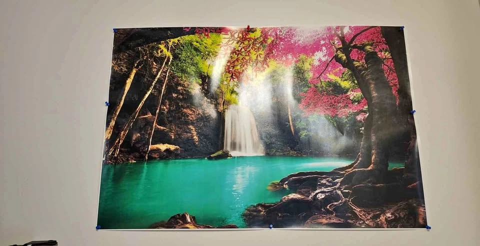Waterfall Poster and Forest Tree Tapestry Wall Hanging