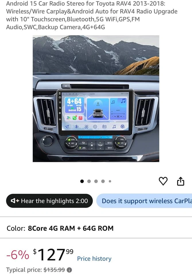 10” Car Radio Stereo CarPlay Screen for Toyota RAV4 - photo 2